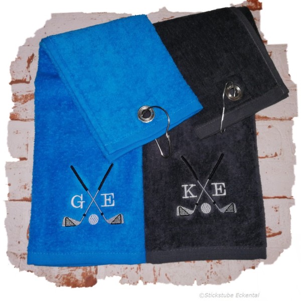 Golfhandtuch türkisblau und grau